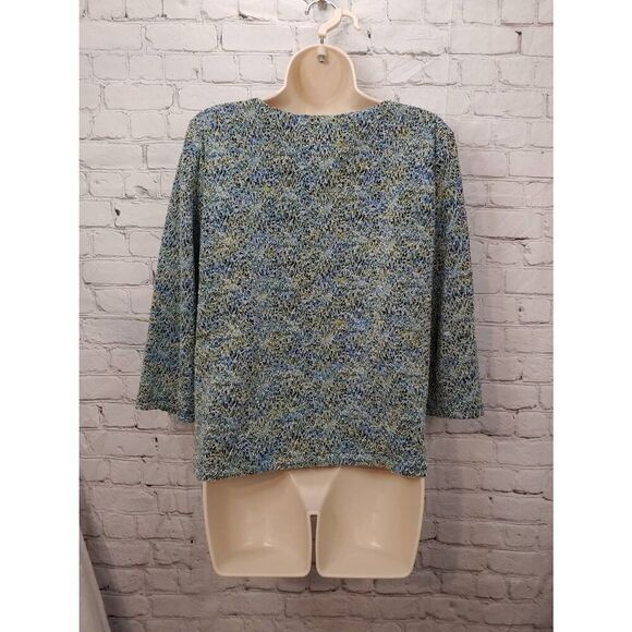 Collection By Jennifer Moore Vintage Women's Size Medium Blue/Black/Green Top - Picture 3 of 4